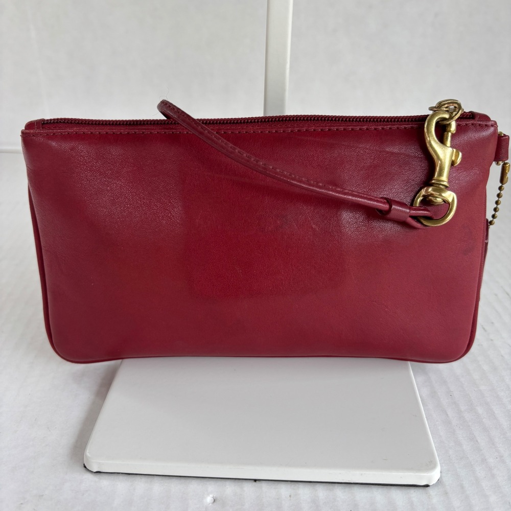 Coach Vintage Red Leather‎ Turnlock Wristlet Clutch Glove Tanned Cowhide 7.5in - Picture 3 of 10